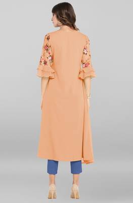 Peach printed crepe kurta 4