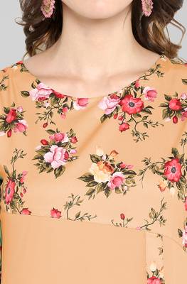 Peach printed crepe kurta 5