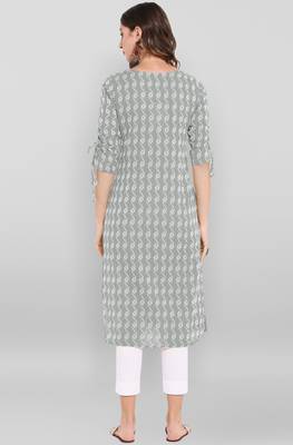 Grey woven cotton kurta 4