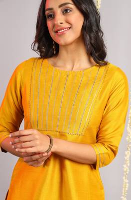 Mustard plain silk salwar 3