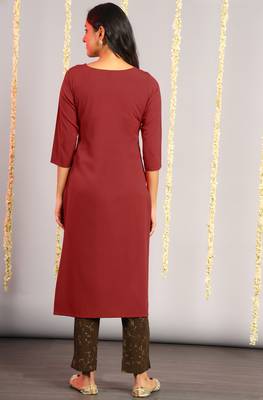 Janasya Maroon floral print crepe salwar 2