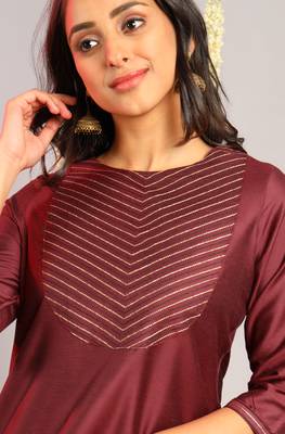 Janasya Maroon embroidered silk salwar 3