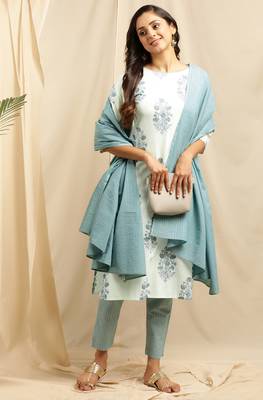 White floral print rayon salwar 1