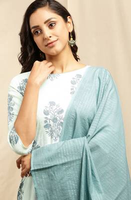 White floral print rayon salwar 2