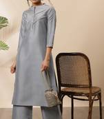 Grey plain silk salwar