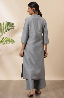 Grey plain silk salwar 2