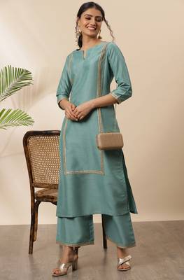 Green plain silk salwar 1