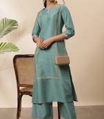 Green plain silk salwar
