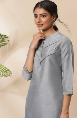 Grey plain silk salwar 3