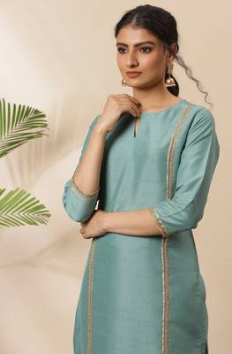 Green plain silk salwar 3