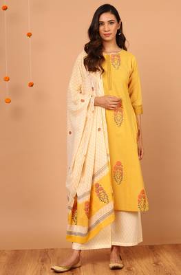 Yellow stripes print cotton salwar 1
