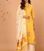 Yellow stripes print cotton salwar