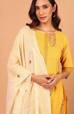 Yellow stripes print cotton salwar 2