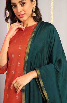 Orange floral print silk salwar 2