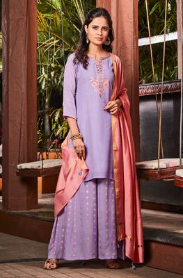 Purple embroidered polyester salwar 1