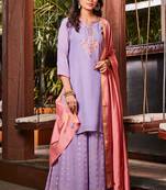Purple embroidered polyester salwar
