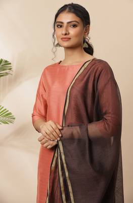 Peach plain silk salwar 5