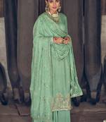 Light-sea-green woven silk blend salwar
