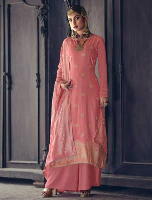 Peach woven silk blend salwar 1