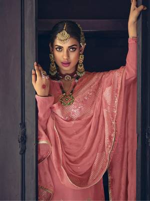 Peach woven silk blend salwar 2