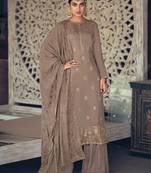 Brown woven silk blend salwar