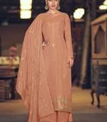 Light-orange woven silk blend salwar