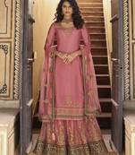 Pink embroidered chiffon salwar