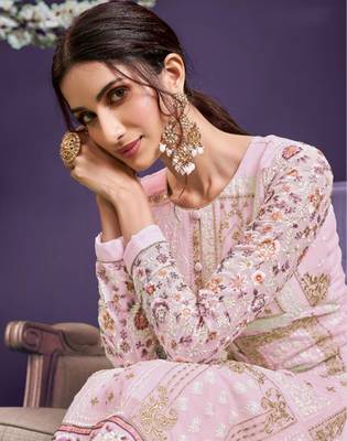 Baby-pink embroidered georgette salwar 2