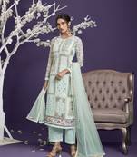 Sea-green embroidered georgette salwar