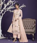 Peach embroidered georgette salwar