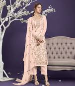 Peach embroidered georgette salwar