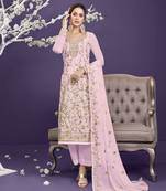 Baby-pink embroidered georgette salwar