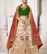 White embroidered silk semi stitched lehenga