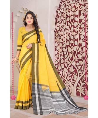 orange cotton saree with blouse piece 1