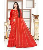 red cotton saree with blouse piece