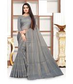 grey cotton saree with blouse piece