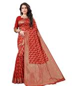 maroon Banarasi Silk saree with blouse piece