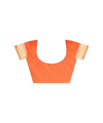 orange Banarasi Silk saree with blouse piece 5