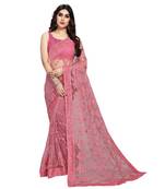 Peach Soft Net Saree With Blouse Piece