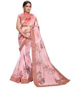 peach Organza saree with blouse piece