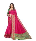 pink cotton saree with blouse piece