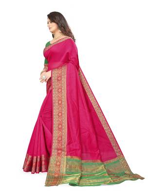 pink cotton saree with blouse piece 2