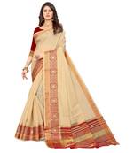 cream cotton saree with blouse piece