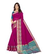purple cotton saree with blouse piece