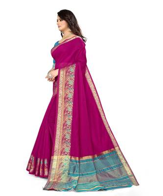 purple cotton saree with blouse piece 2