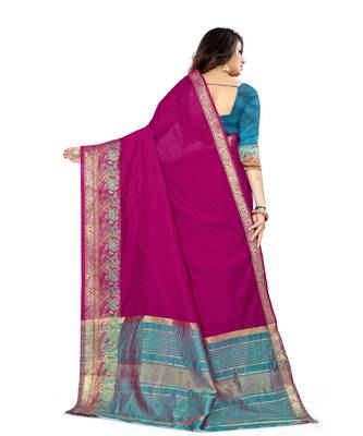 purple cotton saree with blouse piece 3