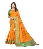 yellow cotton saree with blouse piece