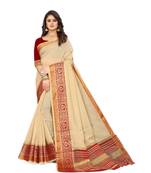 cream cotton saree with blouse piece