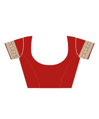 MAROON Banarasi Silk saree with blouse piece 4