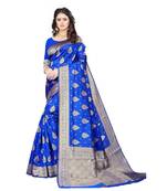 blue Banarasi Silk saree with blouse piece